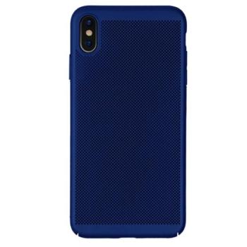 Műanyag telefonvédő (gumírozott, lyukacsos minta) SÖTÉTKÉK Apple iPhone XS Max 6.5 kép