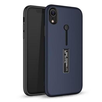 Műanyag telefonvédő (gumírozott, ujjra húzható szilikon) SÖTÉTKÉK Apple iPhone XS Max 6.5 kép