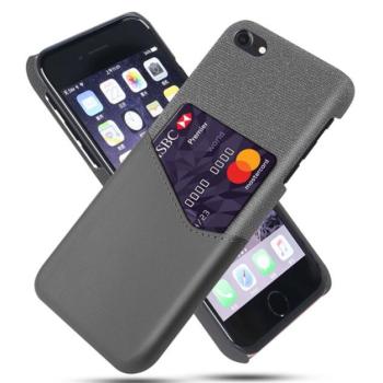 Műanyag telefonvédő (közepesen ütésálló, bankkártya tartó, textil bevonat, bőr hatású hátlap) SZÜRKE Apple iPhone 7 4.7, Apple iPhone 8 4.7, Apple iPhone SE 2 (2020), Apple iPhone SE 3 kép