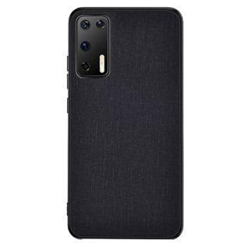Műanyag telefonvédő (közepesen ütésálló, szilikon keret, textil hátlap) FEKETE Huawei P40 kép