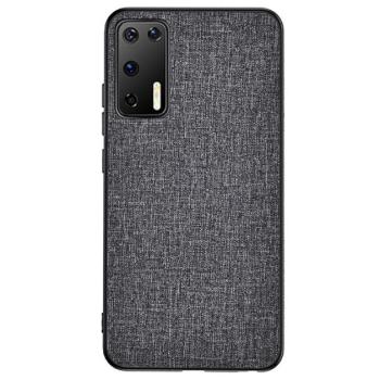 Műanyag telefonvédő (közepesen ütésálló, szilikon keret, textil hátlap) SZÜRKE Huawei P40 kép