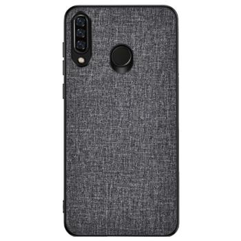 Műanyag telefonvédő (közepesen ütésálló, szilikon keret, textil hátlap) SZÜRKE Huawei Y6p kép