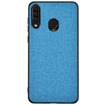 Műanyag telefonvédő (közepesen ütésálló, szilikon keret, textil hátlap) VILÁGOSKÉK Huawei Y6p kép