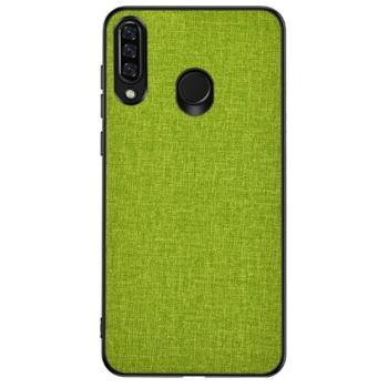 Műanyag telefonvédő (közepesen ütésálló, szilikon keret, textil hátlap) ZÖLD Huawei Y6p kép