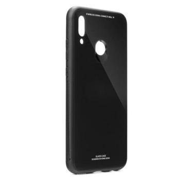 Műanyag telefonvédő (közepesen ütésálló, üveg hátlap) FEKETE Huawei P Smart (2019) kép