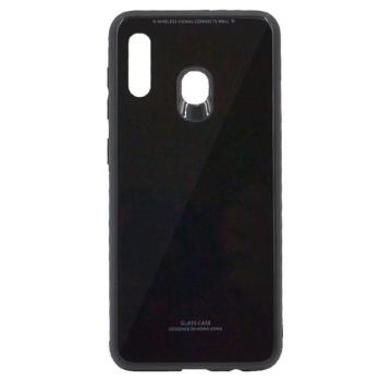 Műanyag telefonvédő (közepesen ütésálló, üveg hátlap) FEKETE Samsung Galaxy A20 (SM-A205F), Samsung Galaxy A30 (SM-A305F) kép