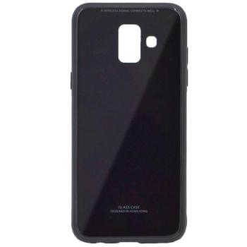 Műanyag telefonvédő (közepesen ütésálló, üveg hátlap) FEKETE Samsung Galaxy A6 (2018) SM-A600F kép