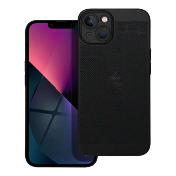 Műanyag telefonvédő (légáteresztő, lyukacsos minta, kamera védelem) FEKETE Apple iPhone 13 kép