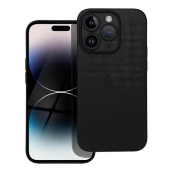 Műanyag telefonvédő (légáteresztő, lyukacsos minta, kamera védelem) FEKETE Apple iPhone 15 Pro Max kép