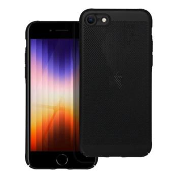 Műanyag telefonvédő (légáteresztő, lyukacsos minta, kamera védelem) FEKETE Apple iPhone 7 4.7, Apple iPhone 8 4.7, Apple iPhone SE 2 (2020), Apple iPhone SE 3 (2022) kép