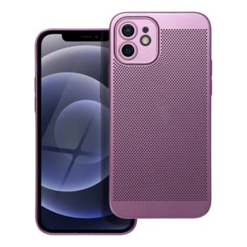 Műanyag telefonvédő (légáteresztő, lyukacsos minta, kamera védelem) LILA Apple iPhone 12 kép