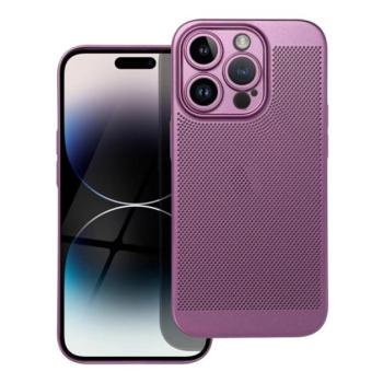 Műanyag telefonvédő (légáteresztő, lyukacsos minta, kamera védelem) LILA Apple iPhone 15 Pro kép