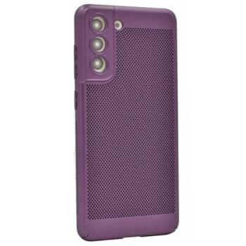 Műanyag telefonvédő (légáteresztő, lyukacsos minta, kamera védelem) LILA Samsung Galaxy S21 FE (SM-G990) kép
