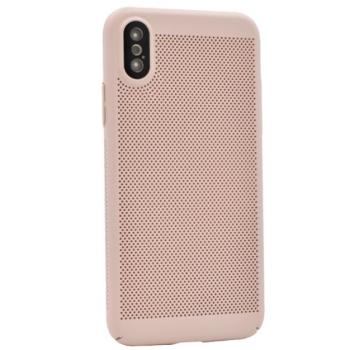 Műanyag telefonvédő (légáteresztő, lyukacsos minta, kamera védelem) RÓZSASZÍN Apple iPhone XS 5.8, Apple iPhone X 5.8 kép