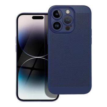 Műanyag telefonvédő (légáteresztő, lyukacsos minta, kamera védelem) SÖTÉTKÉK Apple iPhone 14 Pro kép