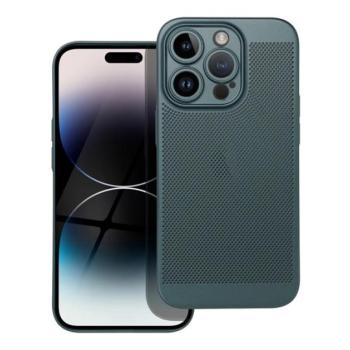 Műanyag telefonvédő (légáteresztő, lyukacsos minta, kamera védelem) SÖTÉTZÖLD Apple iPhone 14 Pro kép