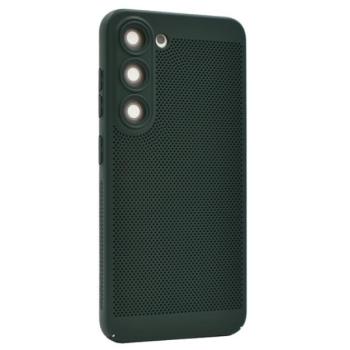 Műanyag telefonvédő (légáteresztő, lyukacsos minta, kamera védelem) SÖTÉTZÖLD Samsung Galaxy S23 (SM-S911) kép