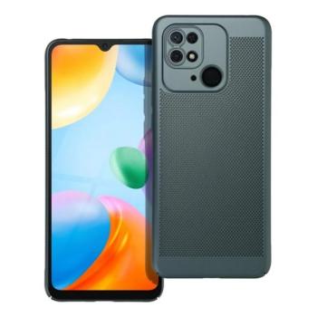 Műanyag telefonvédő (légáteresztő, lyukacsos minta, kamera védelem) SÖTÉTZÖLD Xiaomi Redmi 10C kép