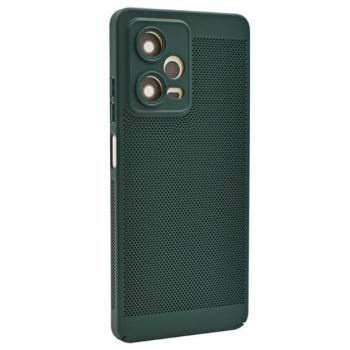 Műanyag telefonvédő (légáteresztő, lyukacsos minta, kamera védelem) SÖTÉTZÖLD Xiaomi Redmi Note 12 Pro, Xiaomi Poco X5 Pro 5G kép