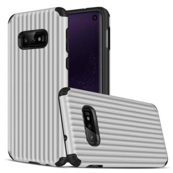 Műanyag telefonvédő (szilikon belső, közepesen ütésálló, csíkos, dombor minta) EZÜST Samsung Galaxy S10e (SM-G970) kép