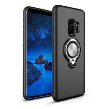 Műanyag telefonvédő (szilikon belső, közepesen ütésálló, telefontartó gyűrű, 360°-ban forgatható) FEKETE Samsung Galaxy S9 (SM-G960) kép
