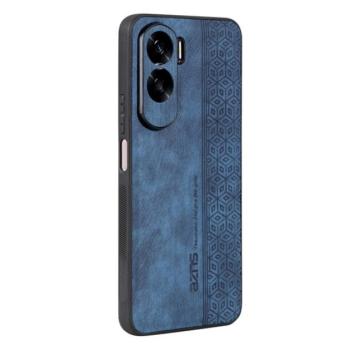 Műanyag telefonvédő (szilikon keret, bőr hatású hátlap, 3D rombusz minta, prémium) SÖTÉTKÉK Honor 90 Lite 5G kép