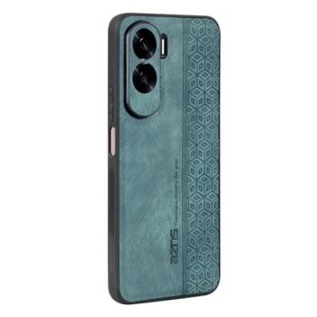 Műanyag telefonvédő (szilikon keret, bőr hatású hátlap, 3D rombusz minta, prémium) ZÖLD Honor 90 Lite 5G kép
