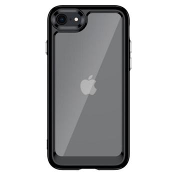Műanyag telefonvédő (szilikon keret, közepesen ütésálló, átlátszó hátlap) FEKETE Apple iPhone 7 4.7, Apple iPhone 8 4.7, Apple iPhone SE 2 (2020), Apple iPhone SE 3 (2022) kép