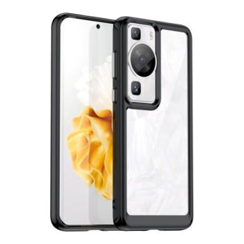 Műanyag telefonvédő (szilikon keret, közepesen ütésálló, átlátszó hátlap) FEKETE Huawei P60 Pro kép