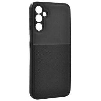 Műanyag telefonvédő (szilikon keret, közepesen ütésálló, beépített fémlemez, bőr hatású hátlap, csíkos minta) FEKETE Samsung Galaxy S23 FE (SM-S711) kép