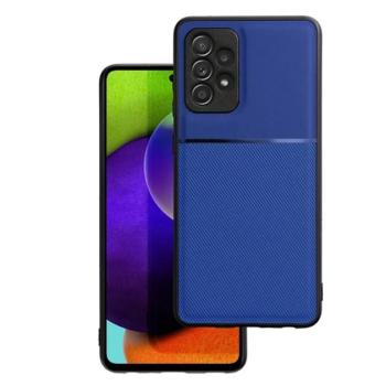 Műanyag telefonvédő (szilikon keret, közepesen ütésálló, beépített fémlemez, bőr hatású hátlap, csíkos minta) SÖTÉTKÉK Samsung Galaxy A23 5G (SM-A236F) kép