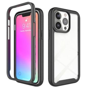 Műanyag telefonvédő (szilikon keret, ultravékony, közepesen ütésálló, légpárnás sarok) FEKETE Apple iPhone 13 Pro kép
