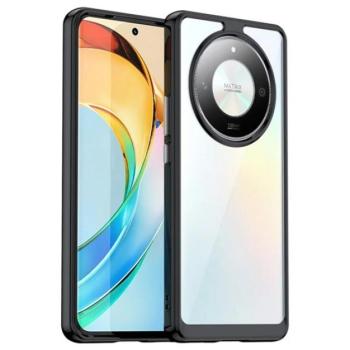 Műanyag telefonvédő (szilikon keret, ütésállóság, átlátszó hátlap) FEKETE Honor Magic6 Lite 5G kép