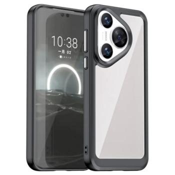 Műanyag telefonvédő (szilikon keret, ütésállóság, átlátszó hátlap) FEKETE Huawei Pura 70 kép