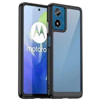 Műanyag telefonvédő (szilikon keret, ütésállóság, átlátszó hátlap) FEKETE Motorola Moto G24, Moto G04 kép