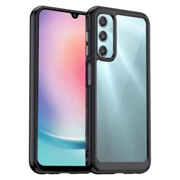 Műanyag telefonvédő (szilikon keret, ütésállóság, átlátszó hátlap) FEKETE Samsung Galaxy A25 5G (SM-A256) kép