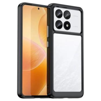 Műanyag telefonvédő (szilikon keret, ütésállóság, átlátszó hátlap) FEKETE Xiaomi Poco F6 Pro kép