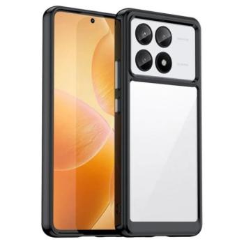 Műanyag telefonvédő (szilikon keret, ütésállóság, átlátszó hátlap) FEKETE Xiaomi Poco X6 Pro 5G kép