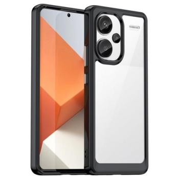 Műanyag telefonvédő (szilikon keret, ütésállóság, átlátszó hátlap) FEKETE Xiaomi Redmi Note 13 Pro Plus 5G kép