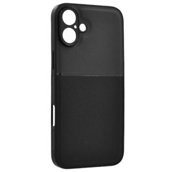 Műanyag telefonvédő (szilikon keret, ütésállóság, mágneses, bőr hatású hátlap, csíkos) FEKETE Apple iPhone 16 Plus kép