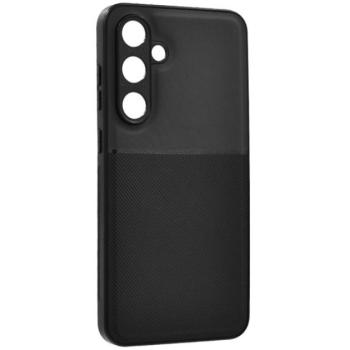 Műanyag telefonvédő (szilikon keret, ütésállóság, mágneses, bőr hatású hátlap, csíkos) FEKETE Samsung Galaxy S24 FE (SM-S721) kép