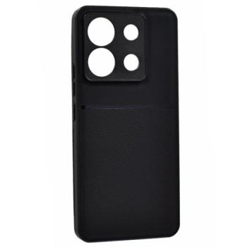 Műanyag telefonvédő (szilikon keret, ütésállóság, mágneses, bőr hatású hátlap, csíkos) FEKETE Xiaomi Redmi Note 13 Pro 5G kép