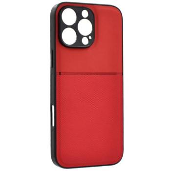 Műanyag telefonvédő (szilikon keret, ütésállóság, mágneses, bőr hatású hátlap, csíkos) PIROS Apple iPhone 16 Pro kép