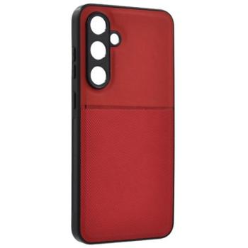 Műanyag telefonvédő (szilikon keret, ütésállóság, mágneses, bőr hatású hátlap, csíkos) PIROS Samsung Galaxy S24 FE (SM-S721) kép