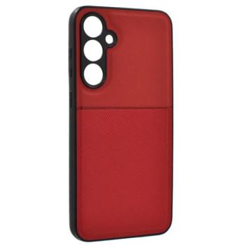 Műanyag telefonvédő (szilikon keret, ütésállóság, mágneses, bőr hatású hátlap, csíkos) PIROS Samsung Galaxy S24 Plus (SM-S926) kép
