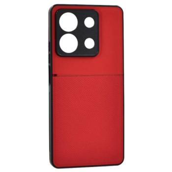 Műanyag telefonvédő (szilikon keret, ütésállóság, mágneses, bőr hatású hátlap, csíkos) PIROS Xiaomi Redmi Note 13 5G kép