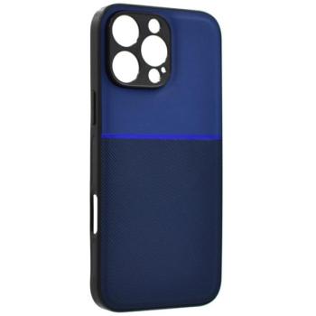 Műanyag telefonvédő (szilikon keret, ütésállóság, mágneses, bőr hatású hátlap, csíkos) SÖTÉTKÉK Apple iPhone 16 Pro Max kép