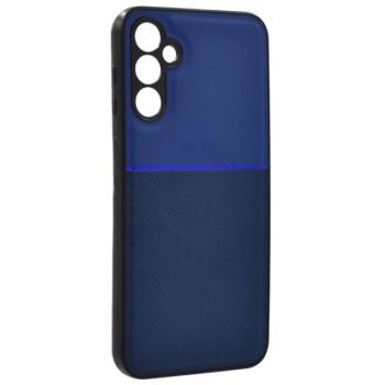 Műanyag telefonvédő (szilikon keret, ütésállóság, mágneses, bőr hatású hátlap, csíkos) SÖTÉTKÉK Samsung Galaxy A35 5G (SM-A356) kép