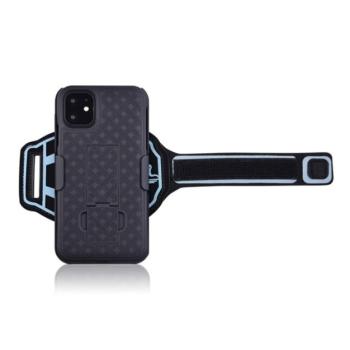 Műanyag telefonvédő (ütésálló, karpánt, zseb, csíkos, SPORT) FEKETE Apple iPhone 11 Pro kép