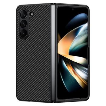 Műanyag telefonvédő (ütésállóság, bőr hatású hátlap, karbon minta) FEKETE Samsung Galaxy Z Fold6 5G (SM-F956) kép